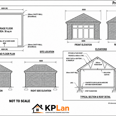 Not to scale drawing layout for garage plans 