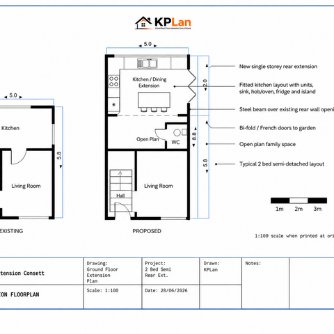 Floorplan for extension application in Consett