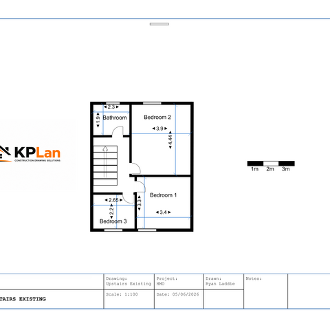 Upstairs existing HMO application drawing Stanley 