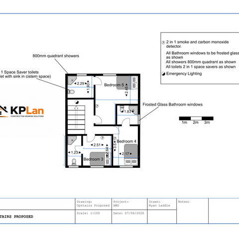 Upstairs proposed HMO application drawing Stanley 