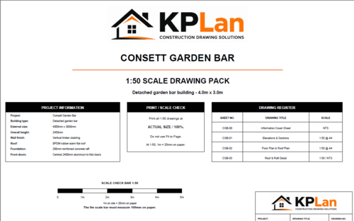 Consett Planning Drawing Cover Sheet 