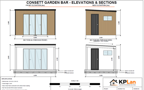 Consett architectural drawing (bar design) 